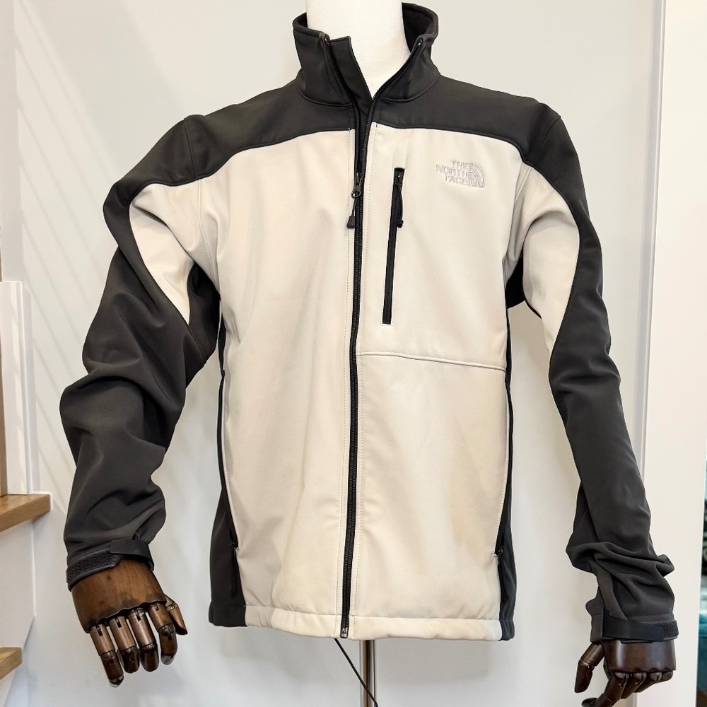 THE NORTH FACE Mens L Apex Bionic 2 Tone SoftShell Zip Jacket Gray Cream Coat